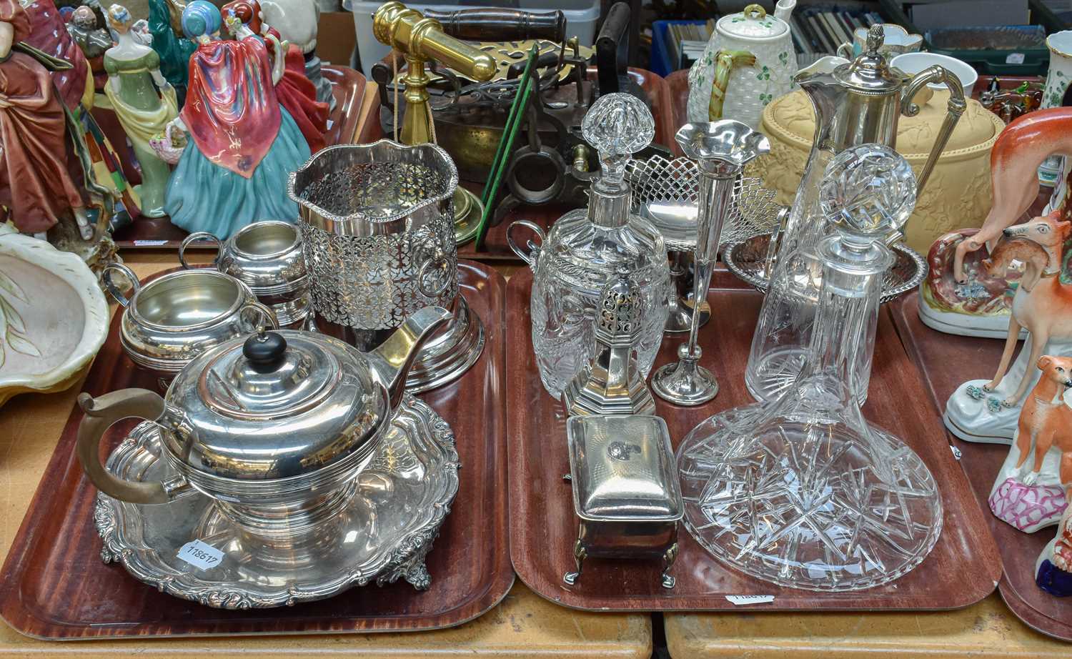 A Silver Mounted Cut Glass Decanter and Silver Plated Items - Image 2 of 2