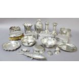 A Collection of Assorted Silver and Silver Plate, including three silver cigarette-boxes; a pair