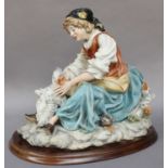 Capodimonte Figure of a Girl with a Goose, 33cm high