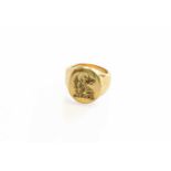 A 9 Carat Gold Signet Ring, finger size QThe ring head measures 19.83mm x 17.41mm x 2.84mm