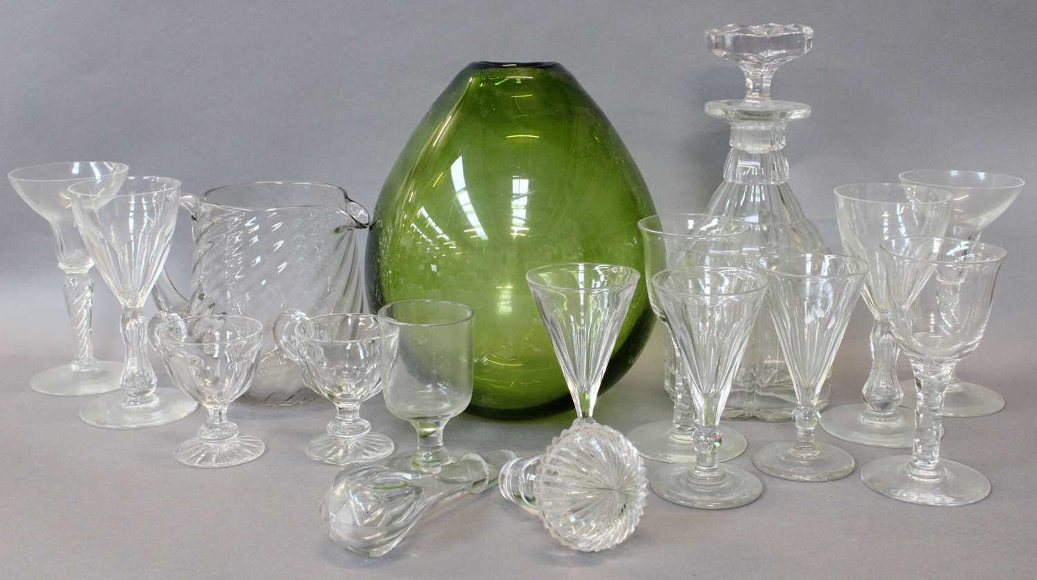 A Mixed Quantity of Glassware, including three domes on plinths; blue apothecary jars; three - Image 3 of 4