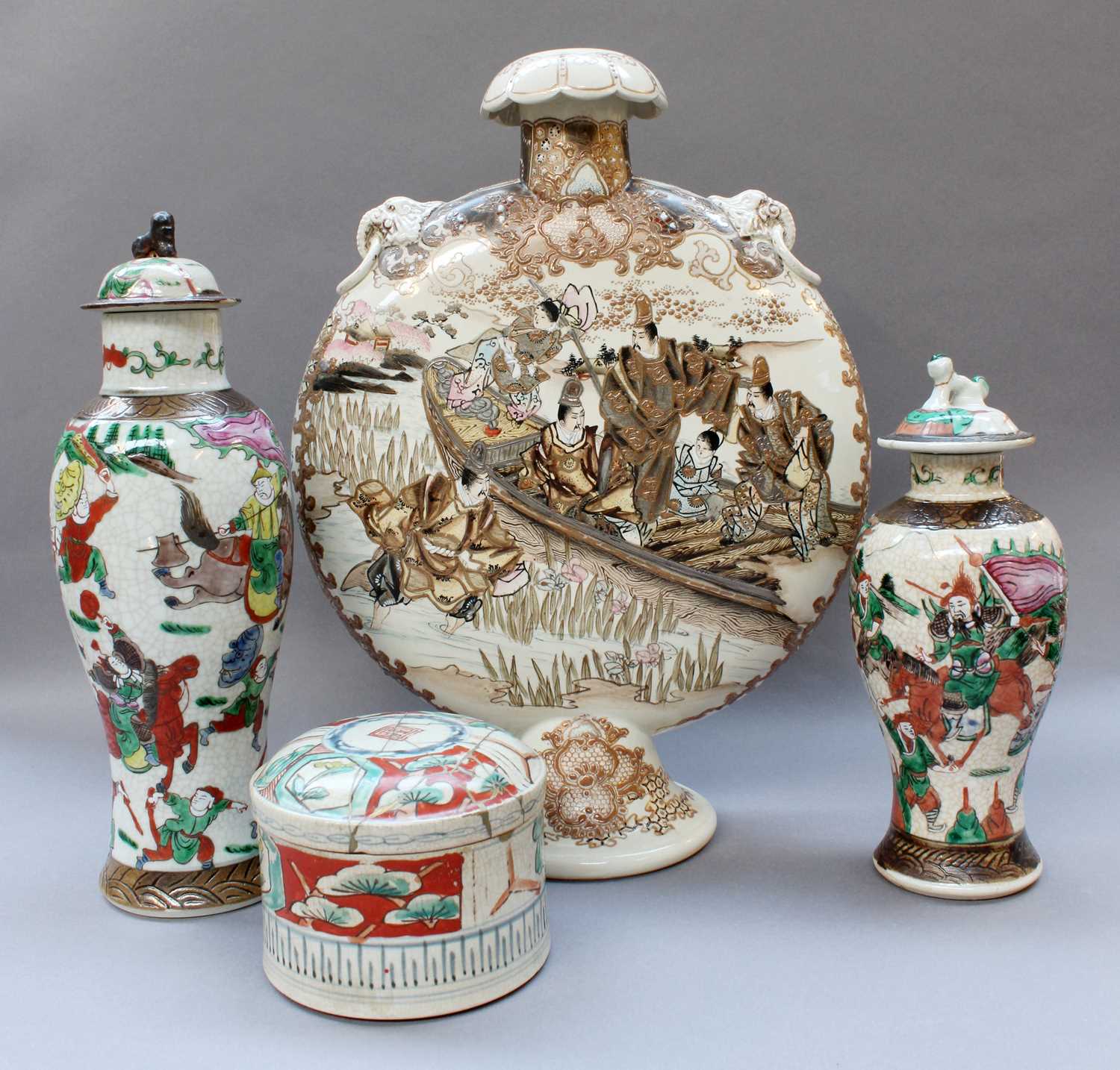 A Quantity of Asian Art, to including two Chinese crackle glazed baluster vases and covers, - Image 3 of 4