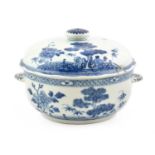 A Chinese Porcelain Vegetable Tureen and Cover, Qianlong, painted in underglaze blue with the