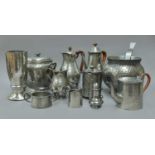 A Collection of Liberty Tudric and other pewter wares (two trays)