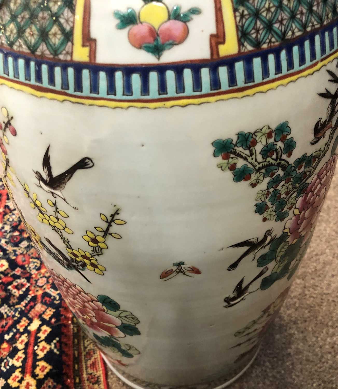 A Chinese Porcelain Vase, mid 19th century, of baluster form, the trumpet neck applied with mythical - Image 4 of 12