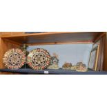 A Pair of Royal Crown Derby Imari Plates, pattern 1128, 27cm dia. together with a brass-based oil