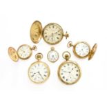 Two Gold Plated Open Faced Pocket Watches signed Waltham, Gold Plated Full Hunter Pocket Watch,