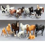 Beswick Horses, including Shetland Pony 'Hollydell Dixie', model No. H185, skewbald gloss and a grey