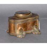 A French Trinket Box, with tortoiseshell cartouche (with key)