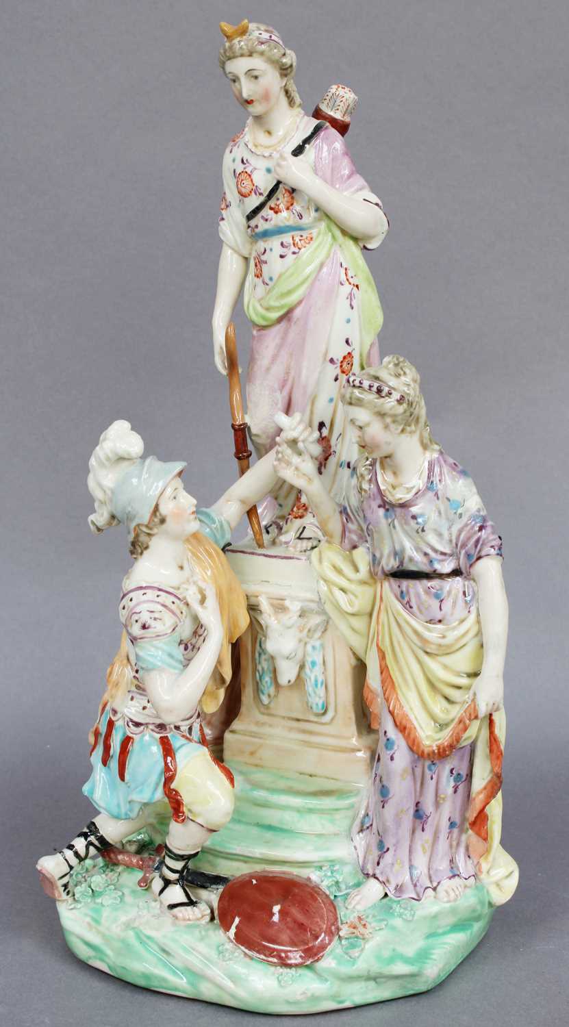 A Derby Porcelain Figure Group of Jason and Medea, circa 1770, at the Altar of Diana on a moulded