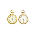 A Lady's 18 Carat Gold Enamel Fob Watch, case stamped with French horses head 18 carat gold mark,