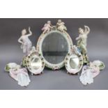 A Meissen Easel Back Mirror, late 19th century, together with a group of other porcelain including