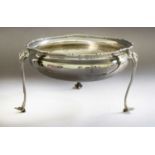 An Edward VII Silver Bowl, Maker's Mark Rubbed, Sheffield, 1906, circular and on three Art Nouveau