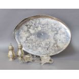 A Collection of Silver and Silver Plate, comprising a pair of pepperettes, by Holland,
