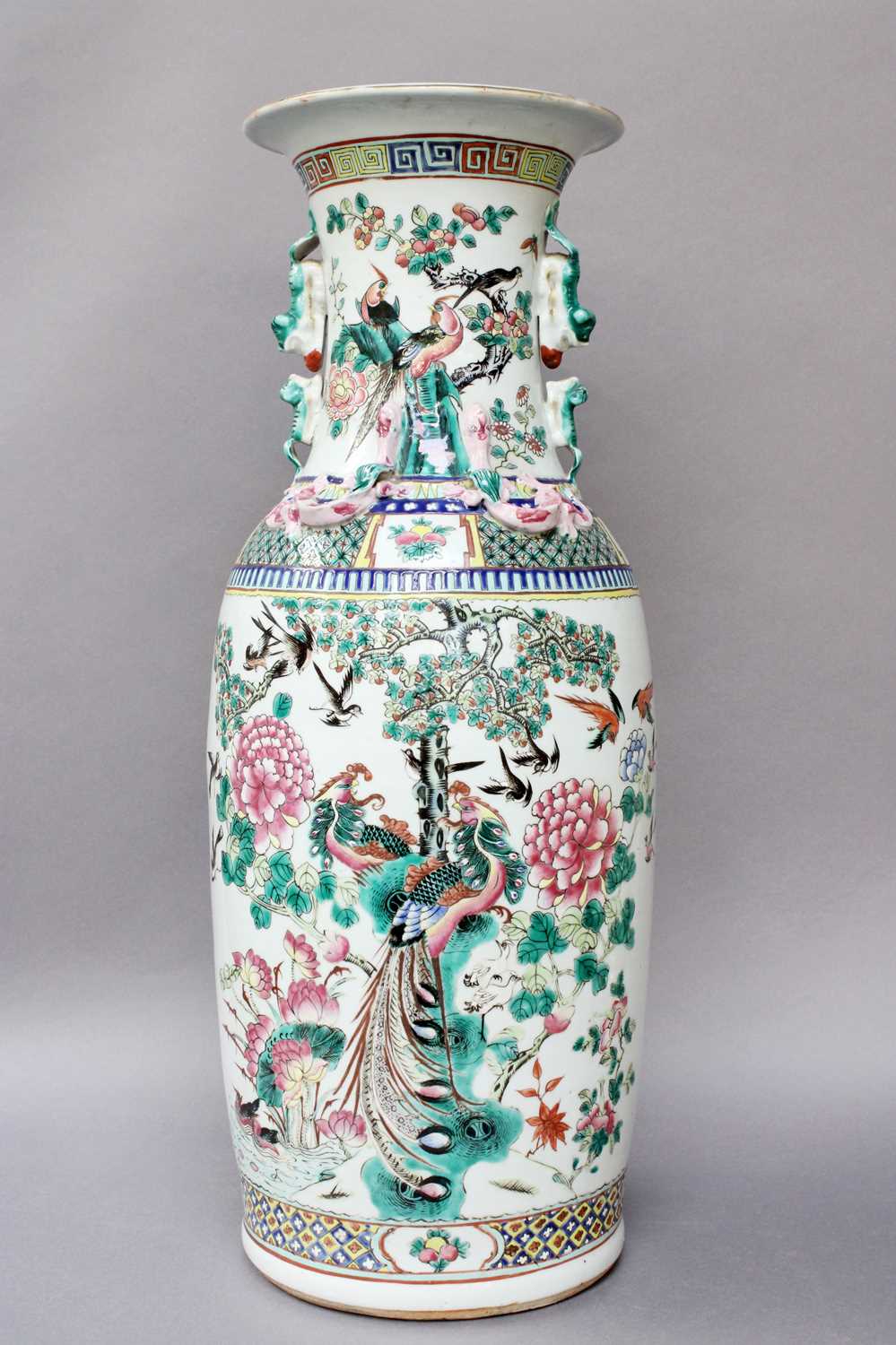 A Chinese Porcelain Vase, mid 19th century, of baluster form, the trumpet neck applied with mythical - Image 12 of 12