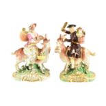 A Pair of Derby Porcelain Figures of the Welsh Tailor and His Wife, circa 1780, after Johan