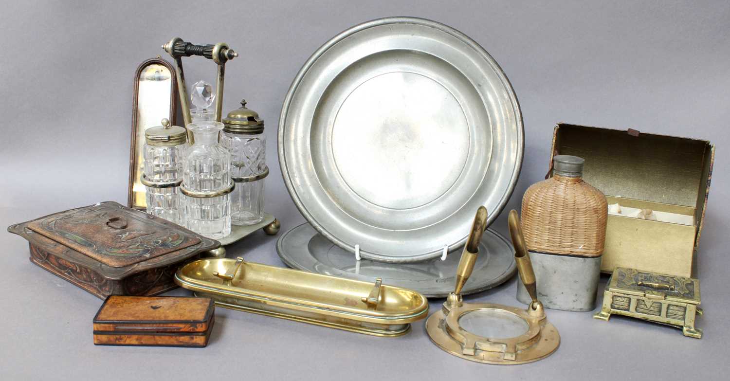 A Quantity of Assorted Metal Wares and Treen, including a Mauchlinware money box; lacquered papier - Image 3 of 4