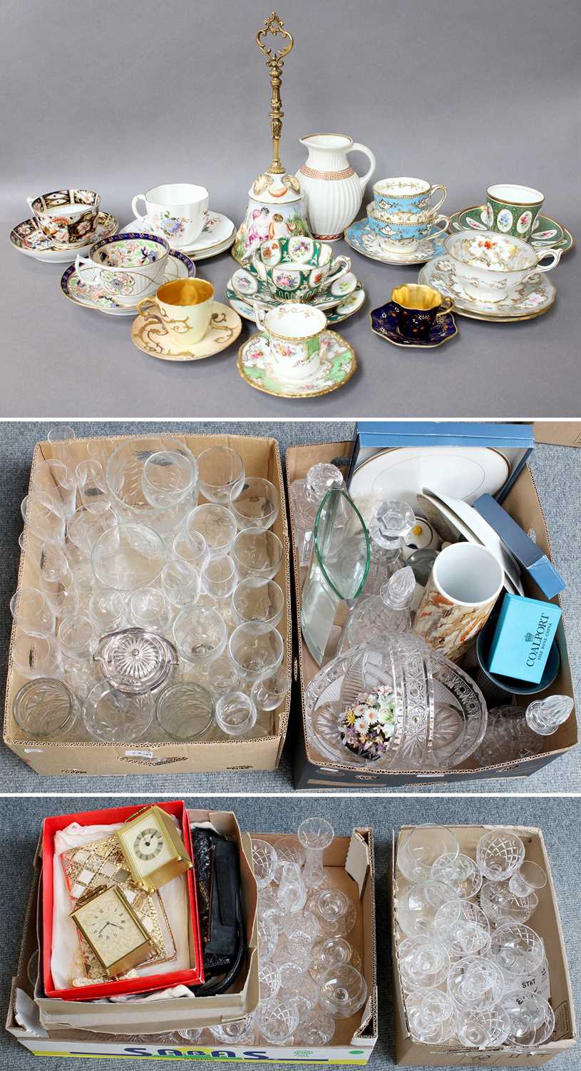 A Collection of 19th Century and Later English Porcelain Cups and Saucers, including Royal
