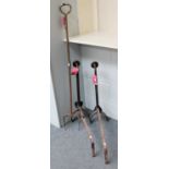 A Pair of Large Cast Iron Andirons, early 19th century, 76cm and a large iron poker, of similar