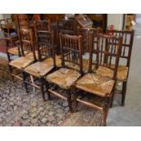 A Harlequin Set of Six Ash and Elm Spindle Back Country Chairs, 19th century, Two Similar Carvers, A