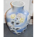A Japanese Porcelain Vase, first half 20th century, of ovoid form, moulded and painted with
