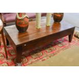 A 20th Century Oak Coffee Table, fitted with two drawers and on tapering square section legs,