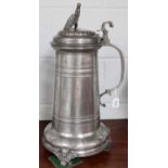 A Large Pewter Guild Flagon, 55cm high