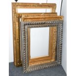 A Collection of Five 20th Century Silvered and Gilded Composition Frames, including a Barbizon style