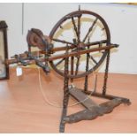 A 19th-century Table Top Spinning Wheel with Turned Spindles, 37cm diameter, 54cm high