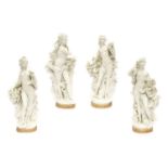 A Set of Four Royal Worcester White Porcelain Figures by Sir Arnold Machin, 20th century, as maidens