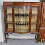 An Edwardian Mahogany Inlaid Glazed Display Cabinet, 123cm by 41cm by 151cm