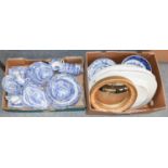 A Quantity of Spode Transfer Printed Blue and White Pottery, in the Italian landscapes design,