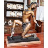 A Reproduction Art Deco Style Patinated Bronze Figure, of a semi-nude dancing girl on a