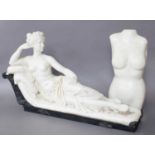 After Antonio Canova: A Reproduction Faux Marble Sculpture, of Pauline Bonaparte as Venus Victrix,
