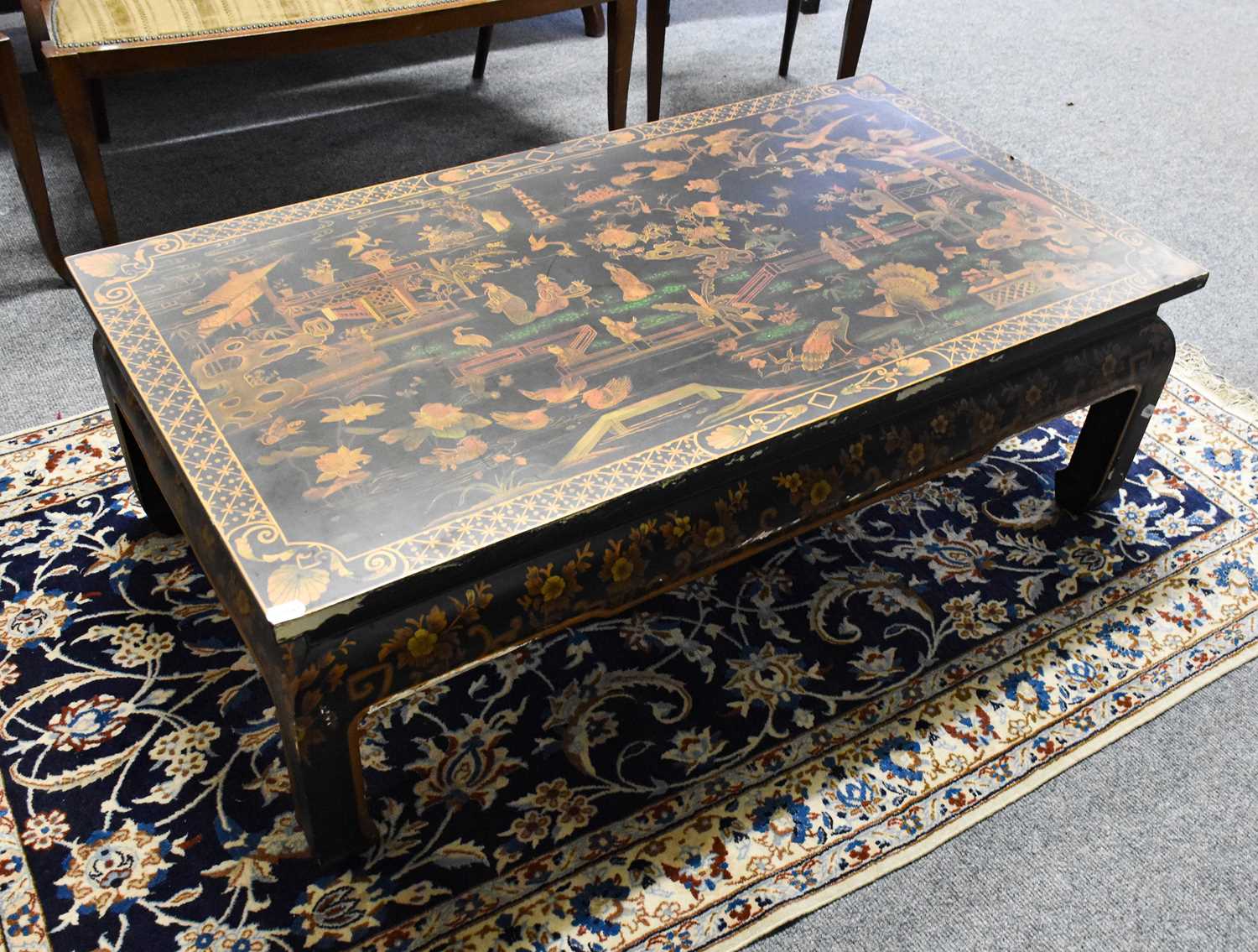 A 20th Century Chinese Coffee Table, painted in gilt with figures and animals in an extensive - Image 2 of 2