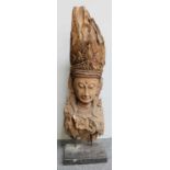 A Large Carved Wood Temple Bust, of an Indian Deity, 87cm