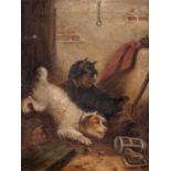 Charles Dudley (1826-1909)Two Terriers pursuing a rodentSigned, oil on canvas, together with a