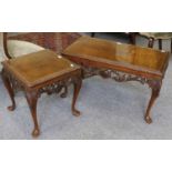 A 19th Century Mahogany Sutherland Table, with carved and pierced supports, 76cm by 62cm by 65cm,