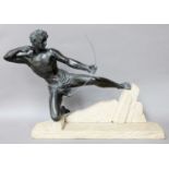 After Fritz Klimsch, bronzed metal figure of an archer, approximately 62cm long Metal free from