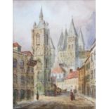 Edward Nevil (fl.1880-1900)"Prague""Tournay"Signed and inscribed, watercolour, 37cm by 28cm (2)