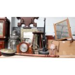 A Daveys Regulation Ship Lamp, together with a brass mounted wall mirror, milking stool, marquetry