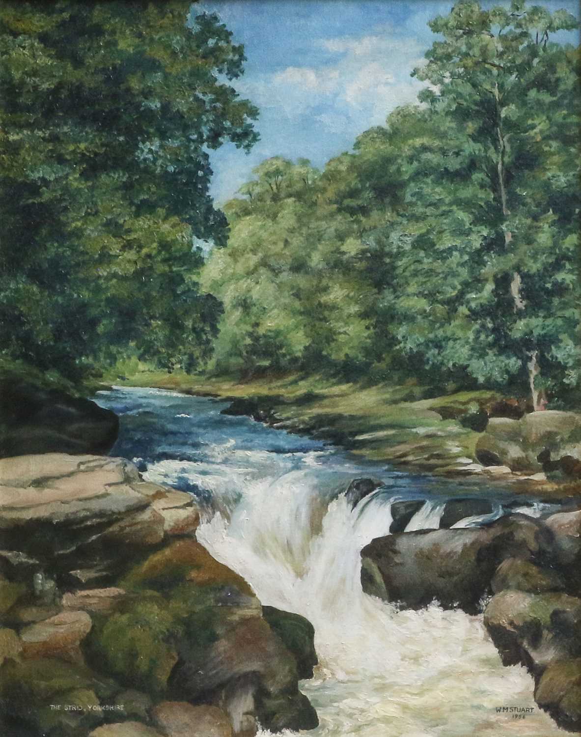 W* M* Stuart (20th Century)"The Strid, Yorkshire"Signed, inscribed and dated 1956, oil on canvas,