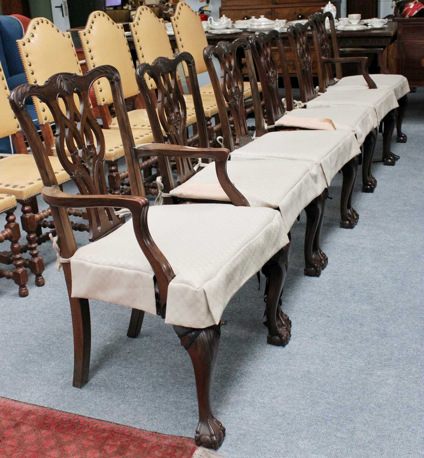 A Set of Six Georgian Mahogany Dining Chairs, including two carversThe chairs are reproductions,