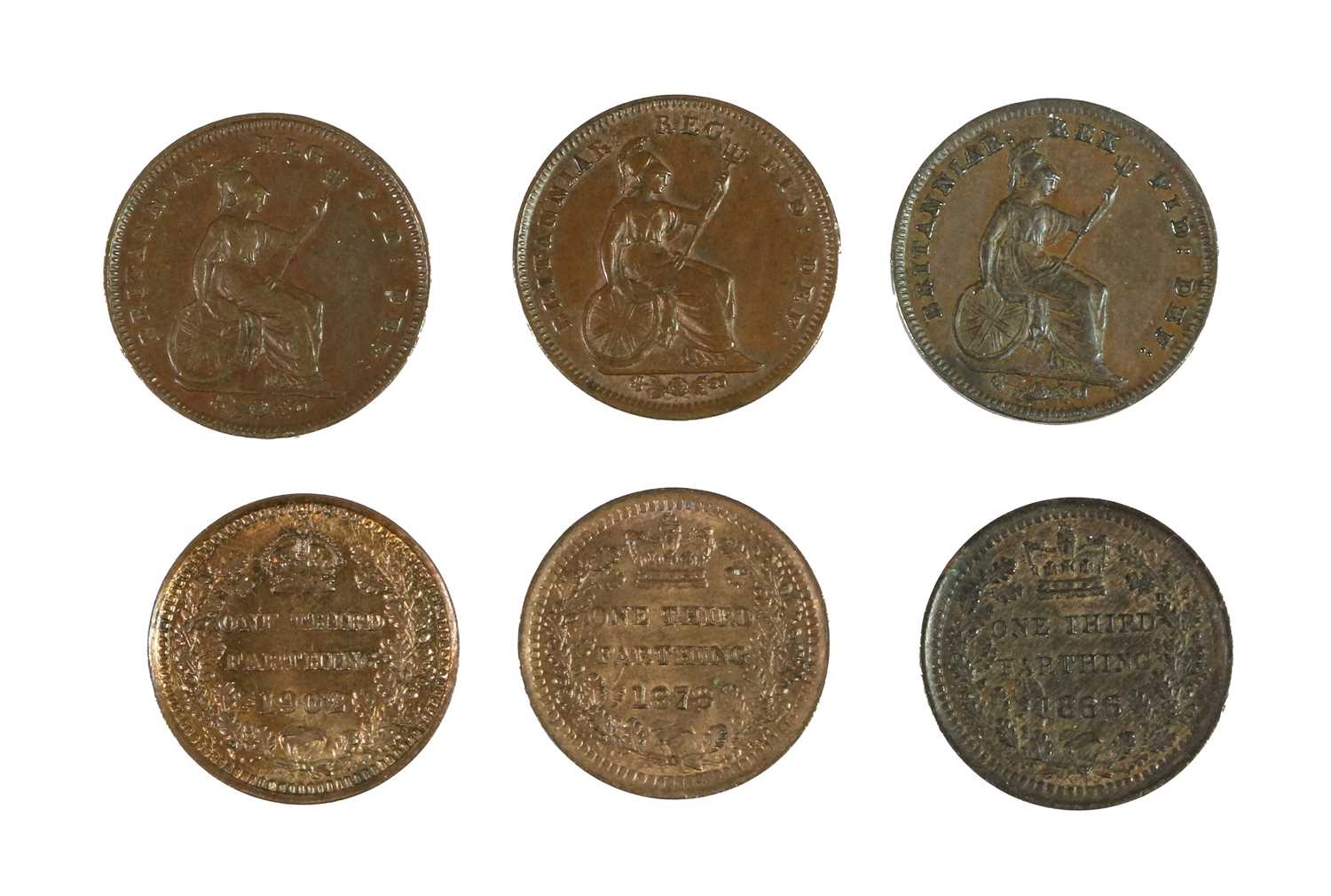 6 x One Third Farthings, comprising: William IV 1835 (S.3850) GVF; 2 x Victoria 'Young Head' 1844 ( - Image 2 of 2