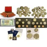 Assorted Coins and Sets, including: pre-1920 silver crown 1890, double florin 1889, 2 x florins '