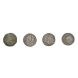 4 x Halfcrowns, comprising: Charles I 1645-6 (34mm, 12.43g), mm sun, Tower mint under parliament,