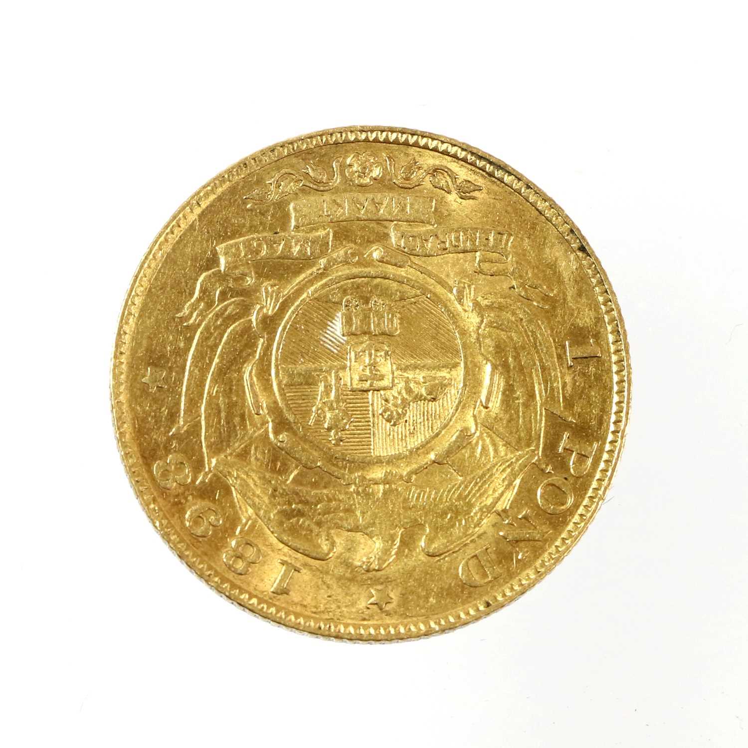 South African Republic, Gold Pond 1898 (.916 gold, 22mm, 7.99g), obv. Paul Kruger bust left, rev. - Image 2 of 2