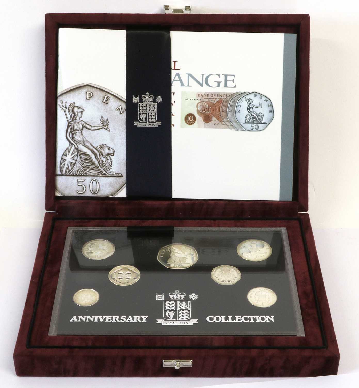 'The United Kingdom Silver Anniversary Collection' 1996, 7-coin proof set from £1 (Celtic cross)