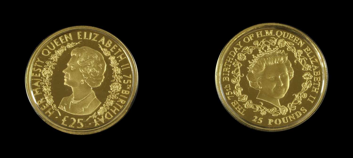 Alderney & Guernsey, Gold Proof £25 2-Coin Set 2001 (each .999 gold, 22mm, 7.81g), 'Queen's 75th - Image 2 of 2