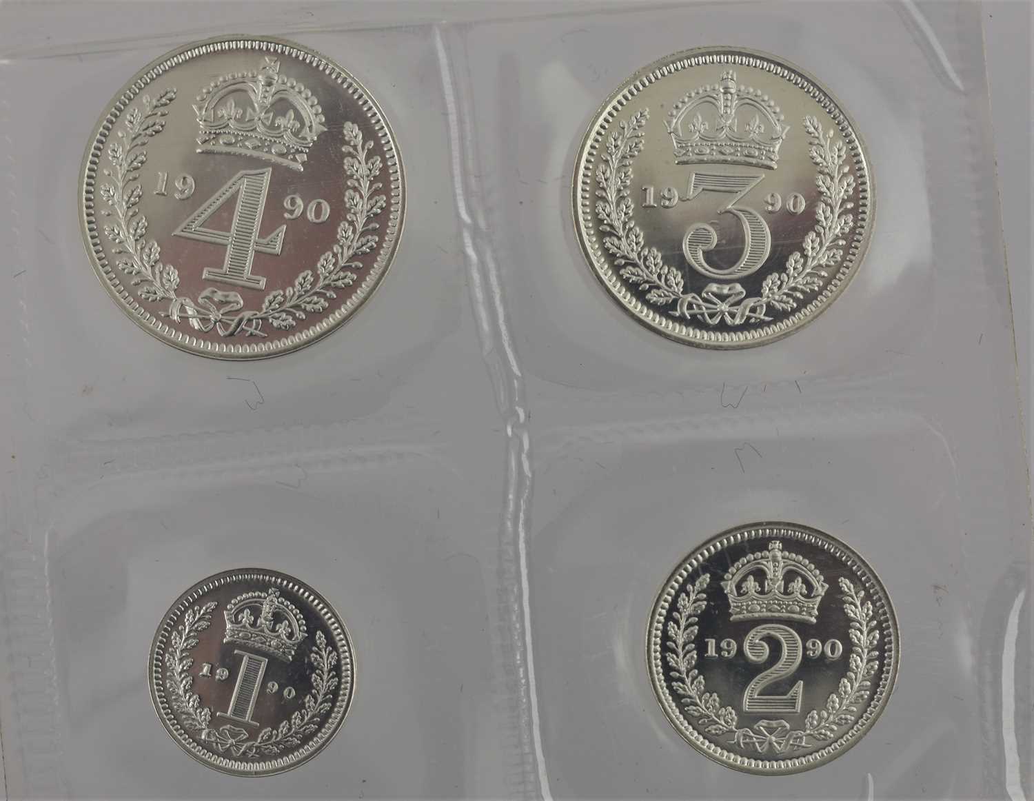 Elizabeth II, Maundy Set 1990, 4 coins comprising 4d, 3d, 2d and 1d, each with obv. young bust - Image 3 of 4